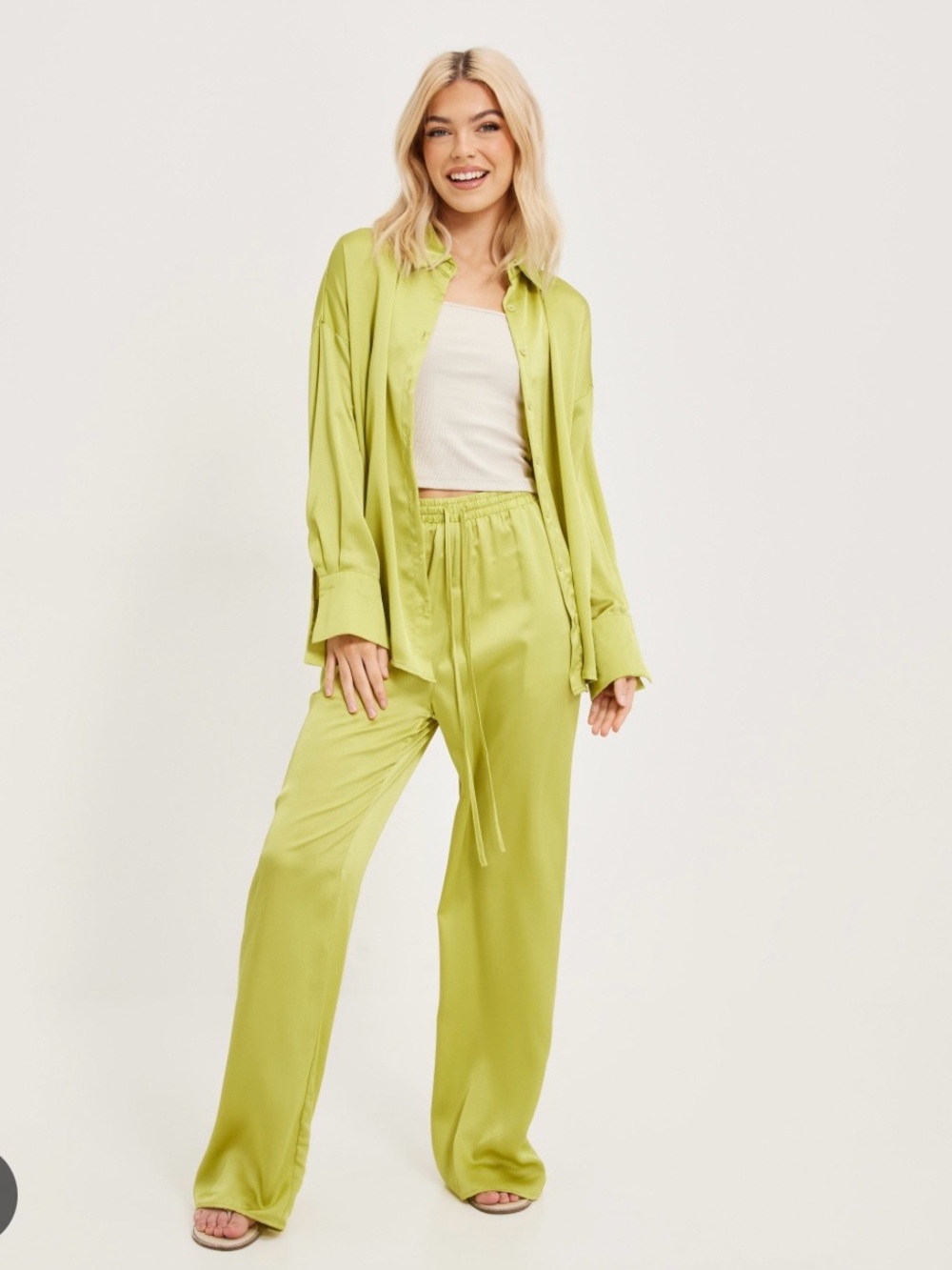 Lime green satin set